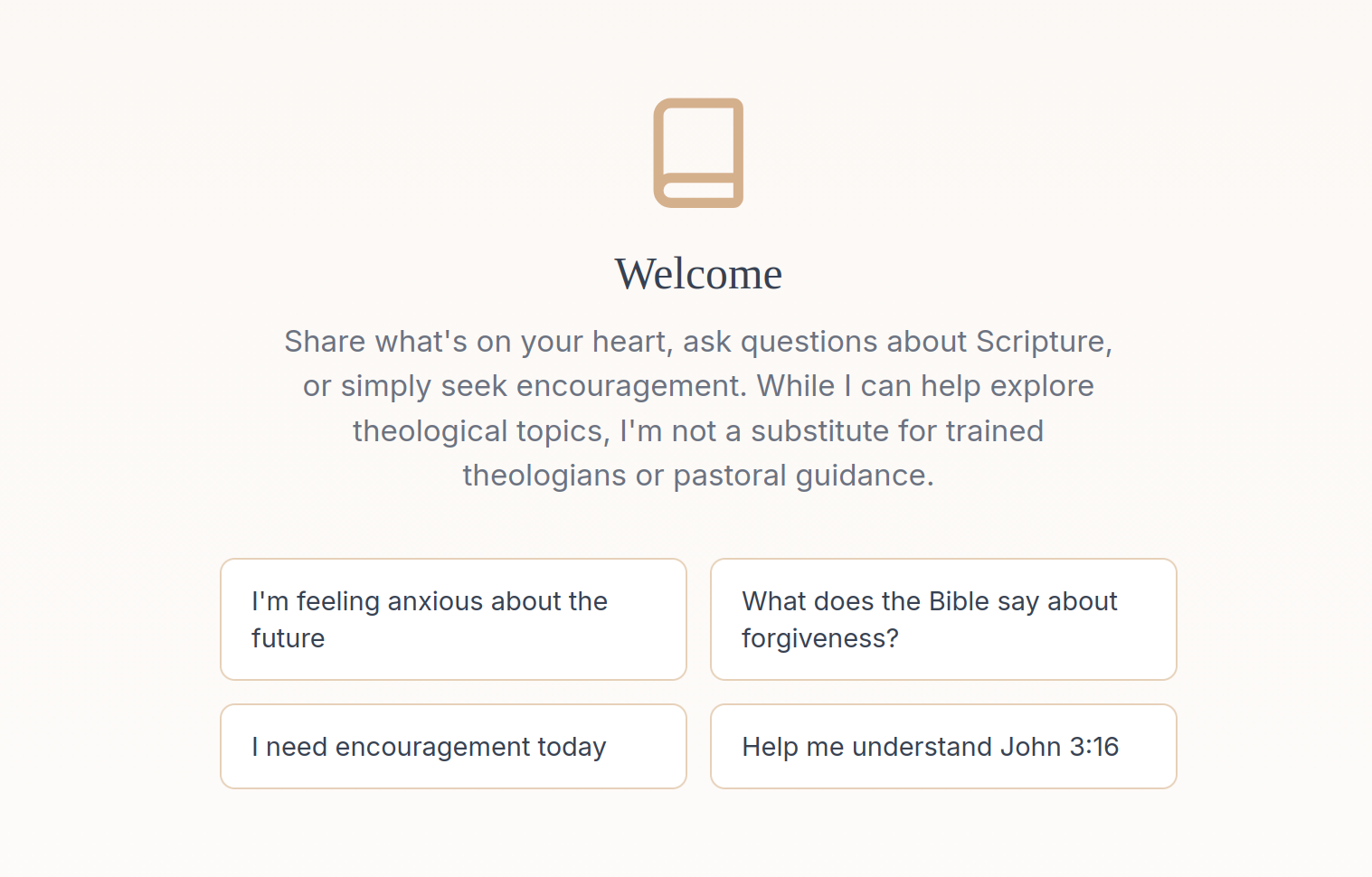 Bible Chatbot Welcome Screen